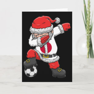 Cartão Menino do Futebol Dabbing Papai Noel Natal Japão F