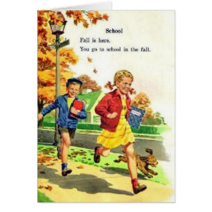 Cartão Menino e Menina de volta à escola