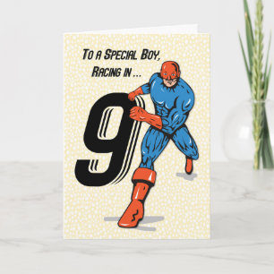 Cartão Menino Especial de 9 Anos de Idade Super-herói