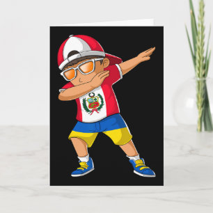 Cartão Menino Metade Peruano Metade Ucraniano Bandeira do