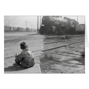 Cartão Menino Observando Trens, 1939