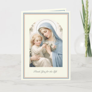 Cartão Menino ou Menina Religioso Católico Obrigado