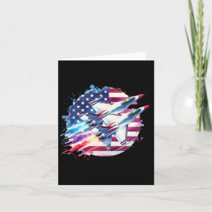 Cartão Meninos 4 de Julho Bandeira Americana dos EUA Aviã