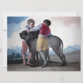 Cartão Meninos com um Cachorro Mastiff