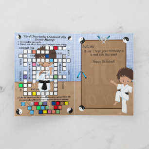 Cartão Meninos Étnicos Karate Mensagem Secreta Parabéns