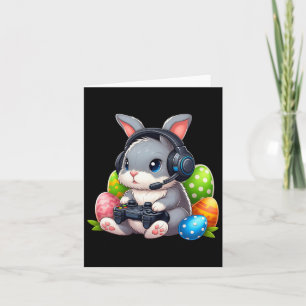 Cartão Meninos Feliz Dia de Páscoa Coelho Ovo Vídeo Game 