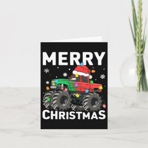 Cartão Meninos Feliz Natal Caminhão Monstro Chapéu do Pap