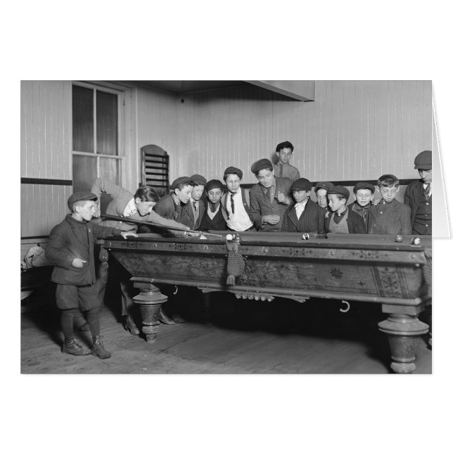 Cartão Meninos Jogando Sinuca, 1909 (Frente Horizontal)