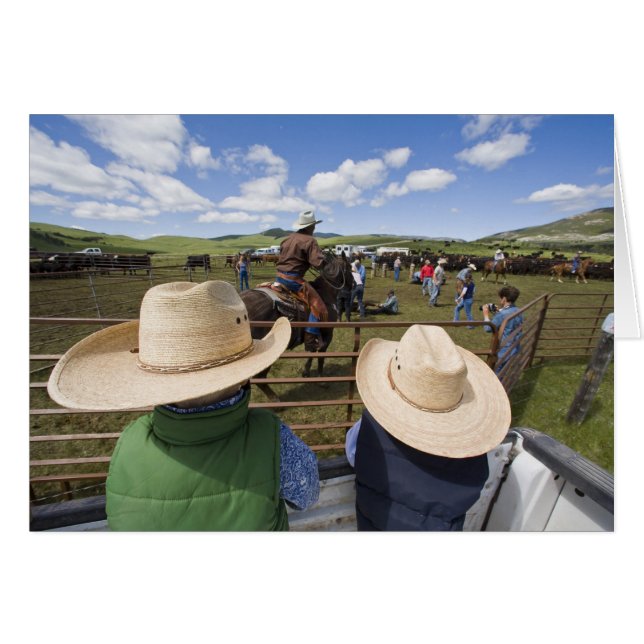 Cartão Meninos tomam conhecimento da marca Hughes Ranch d (Frente Horizontal)