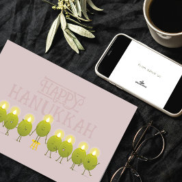 Cartão Menorá de Azeitonas de Hanukkah | Logotipo Corpora