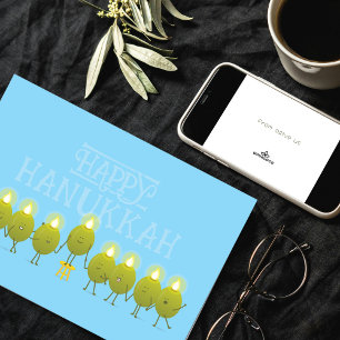 Cartão Menorá de Azeitonas do Hanukkah Logotipo Corpora