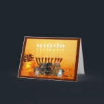 Cartão Menorah4 de Chanukah do Dachshund<br><div class="desc">Recordar a família e os amigos durante a estação de Chanukah é uma maneira maravilhosa de permanecer em contacto com as pessoas que você ama e se importa aproximadamente. Eu criei estes cartões de Chanukah do cão com amor e o cuidado e eu somos certos que qualquer um que ama...</div>