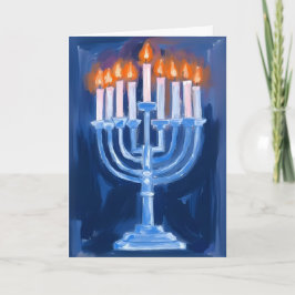 Cartão Menorah Azul Hanukkah