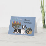 Cartão Menorah Dreidel1 de Boston Terrier Chanukah<br><div class="desc">Recordar a família e os amigos durante a estação de Chanukah é uma maneira maravilhosa de permanecer em contacto com as pessoas que você ama e se importa aproximadamente. Eu criei estes cartões de Chanukah do cão com amor e o cuidado e eu somos certos que qualquer um que ama...</div>