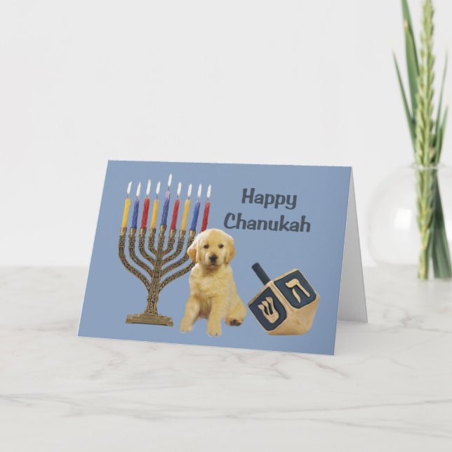 Cartão Menorah Dreidel5 de Chanukah do golden (Frente)
