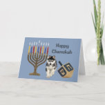 Cartão Menorah Dreidel de Chanukah do rouco<br><div class="desc">Recordar a família e os amigos durante a estação de Chanukah é uma maneira maravilhosa de permanecer em contacto com as pessoas que você ama e se importa aproximadamente. Eu criei estes cartões de Chanukah do cão com amor e o cuidado e eu somos certos que qualquer um que ama...</div>