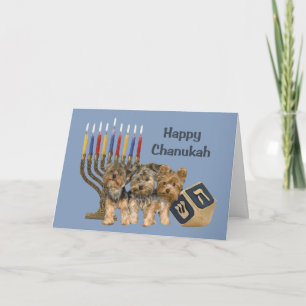 Cartão Menorah Dreidel de Chanukah do yorkshire