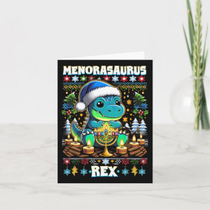Cartão Menorasaurus Rex Dino Trex Suéter de Natal Feio
