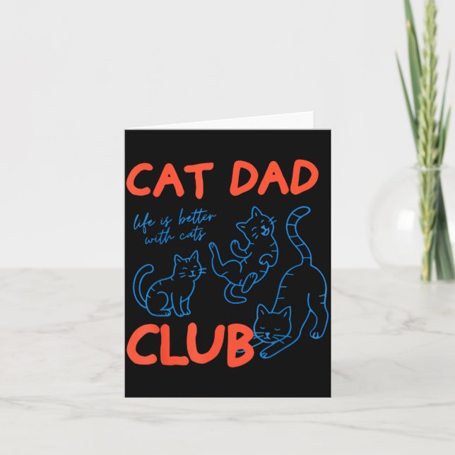 Cartão Mens Cat Dad Club Funny Cat Meme Fathers Day Cat L (Frente)