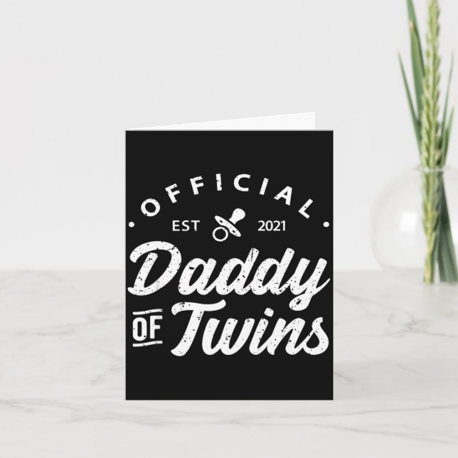 Cartão Mens Daddy Of Twins Shirt Funny New Dad To Be Expe (Frente)