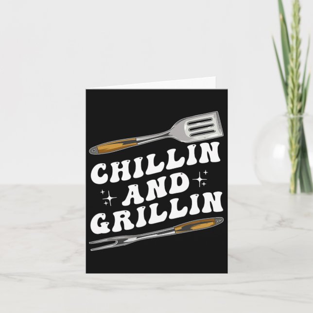 Cartão Mens Funny Churrasco Chillin E Grillin (Frente)