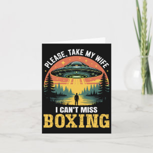 Cartão Mens Funny Ufo Boxing Piada Abdução de Alienígenas