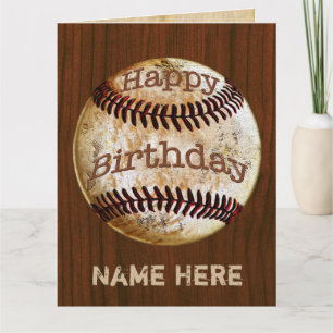 Cartão Men's Personalized Vintage Baseball Birthday Cards