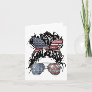Cartão Mensageiro Americano Flag Gles 4 De Julho Patrióti