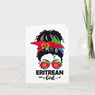 Cartão Mensageiro Bun Eritrean Girl And Eritrea Flag Gles