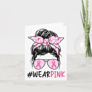 Cartão Mensageiro Bun Gles Veste Cancer da mama rosa-bran