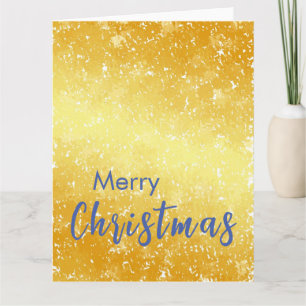 Cartão Mensagem da família de Natal de Dourada cor Feliz 