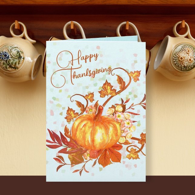 Cartão Mensagem de Ação de Graças Feliz Pumpkin Fall Card (Criador carregado)