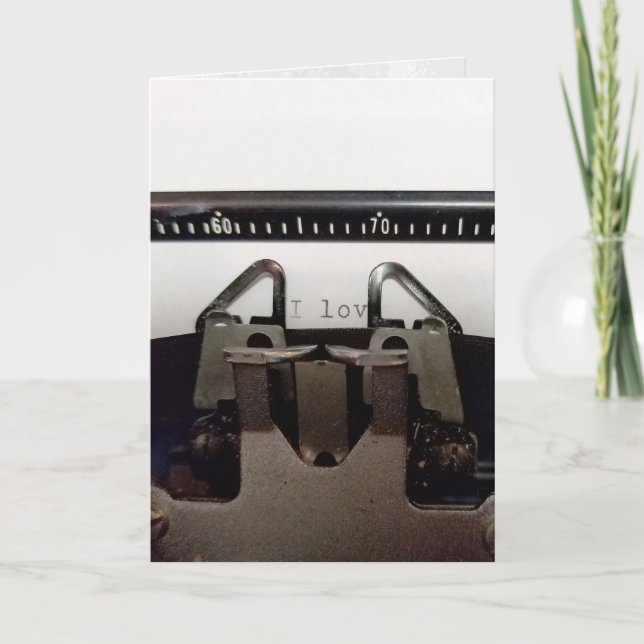 Cartão mensagem de amor na máquina de escrever (Frente)