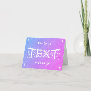 Cartão Mensagem de Texto da Vintagem Azul Roxo