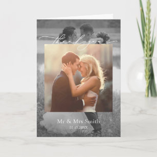 Cartão Mensagem Modern 2 Fotografar Script Weding Obrigad