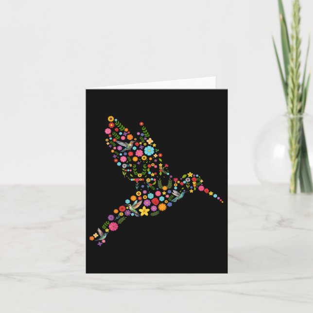 Cartão Mensagem Oculta Sutil de Beija-flor Floral Anti Tr (Frente)