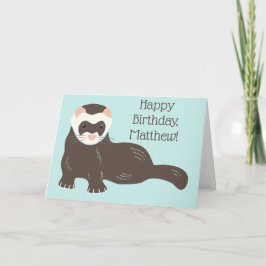 Cartão Mensagem personalizada Brown Ferret Birthday