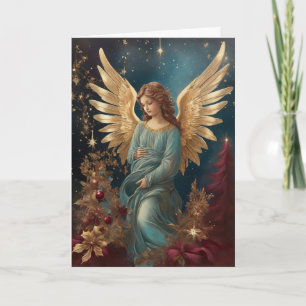 Cartão Mensagem Personalizada de Anjo de Natal da Vintage