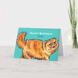 Cartão Mensagem Personalizada de Gato Persa Laranja de An