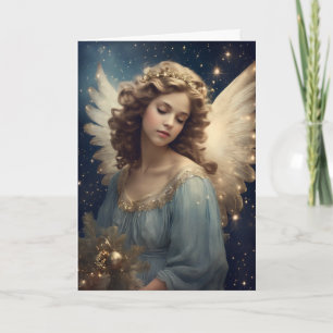 Cartão Mensagem Personalizada de natal vintage Angel Girl