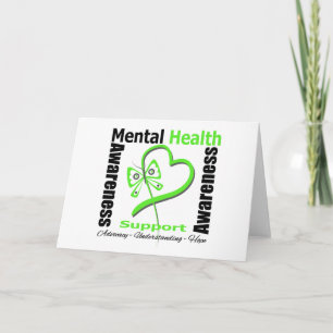 Cartão Mental Health Awareness Heart Butterfly Ribbon