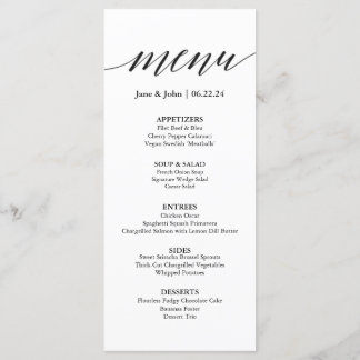 Cartão Menu de Casamento