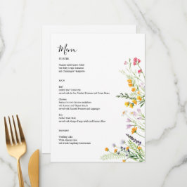 Cartão Menu moderno de Flores Selvagens monograma