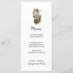 Cartão Menu Oyster Seafood Party