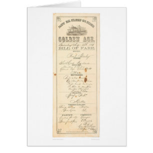 Cartão Menu para o navio a vapor "época dourada" (1276A)