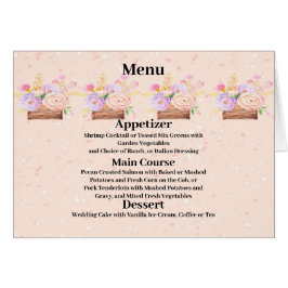 Cartão Menu para Peach Rustic Floral Wedding