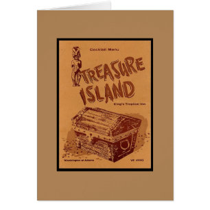Cartão Menu Tiki do século do Médio Vintage