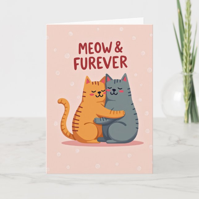 Cartão Meow Forever Cute Cat Love Card (Frente)