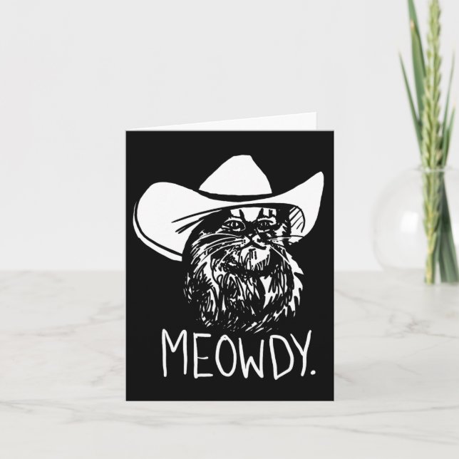 Cartão Meowdy Texas Cat Meme (Frente)