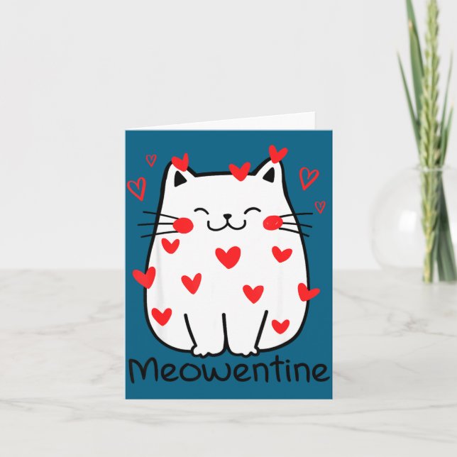 Cartão Meowentine Cute Cat Valentines Day Heart Meow Kitt (Frente)
